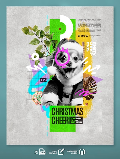 PSD christmas digital poster design collection minimalist and creative art