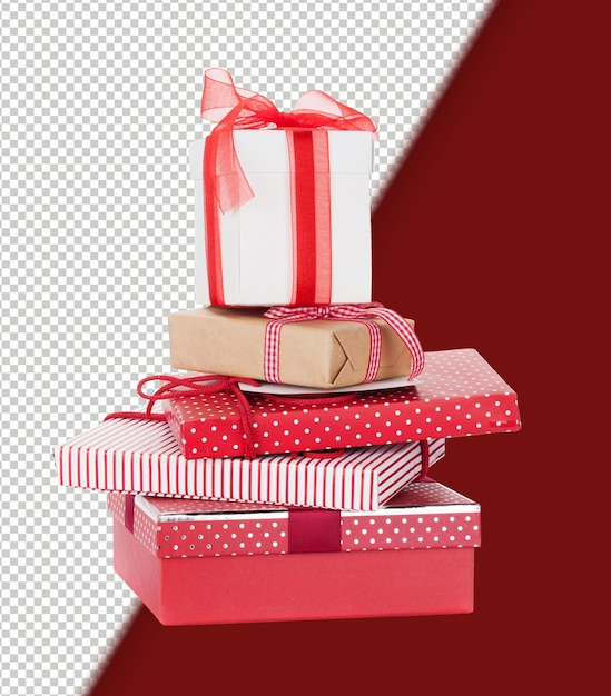 PSD christmas gift boxes isolated on white background