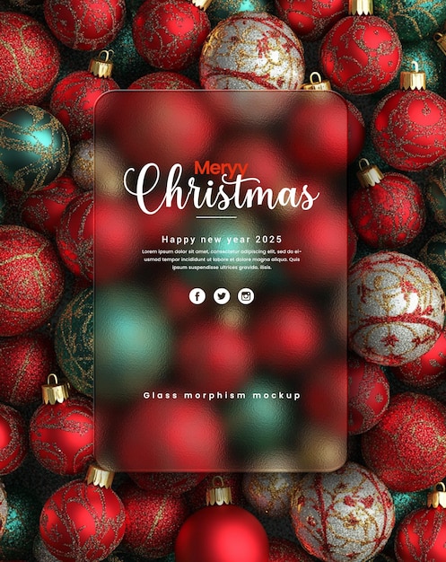 PSD christmas glass morphisim mockup