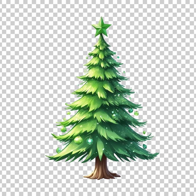 PSD a christmas tree with lights and a tree on a transparent background