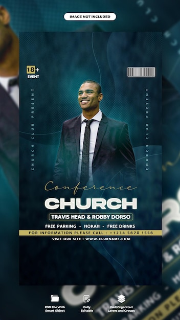 PSD church conference social media story post template