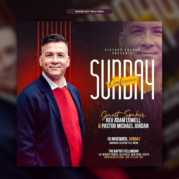 PSD church conference web banner social media post flyer design