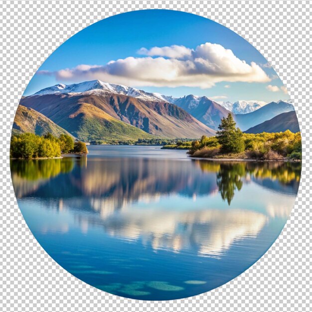 PSD a circle of mountains with a circle of water in the middle