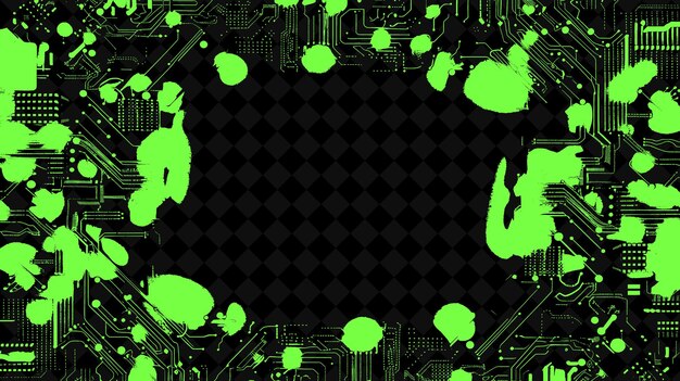 PSD circuits border frame surrounded with neon string lights att png creative background design