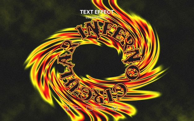 PSD circular inferno text effect