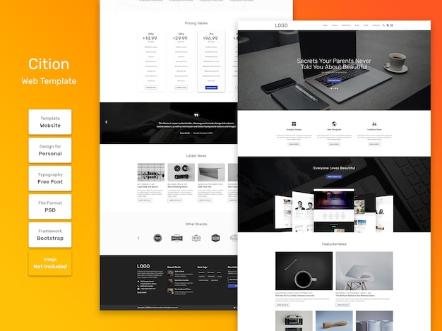 PSD cition business and agency web template