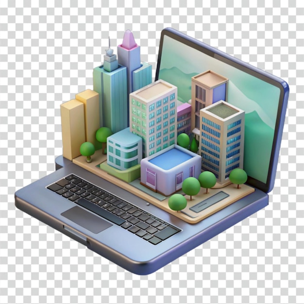 PSD city on a laptop