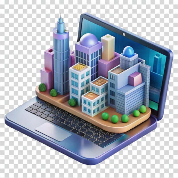 PSD city on a laptop