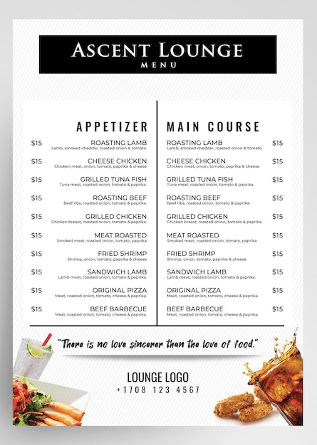 PSD classic restaurant menu template design