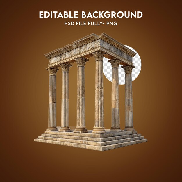 PSD classical roman temple columns structure 3d render