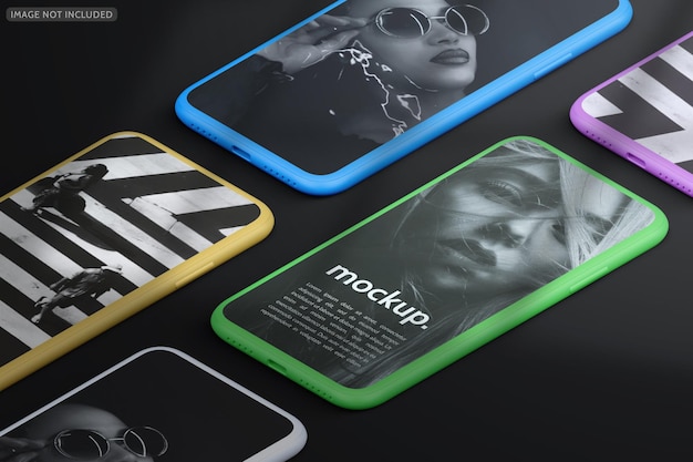 PSD clay editable color phone device multi screen mockup web app interface design ui ux showcase isolate