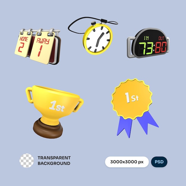 PSD clean 3d soccer icon pack for uiux