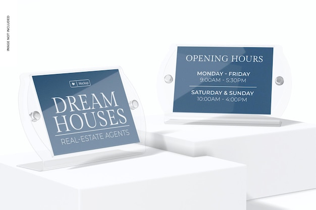 PSD clear desk plates mockup