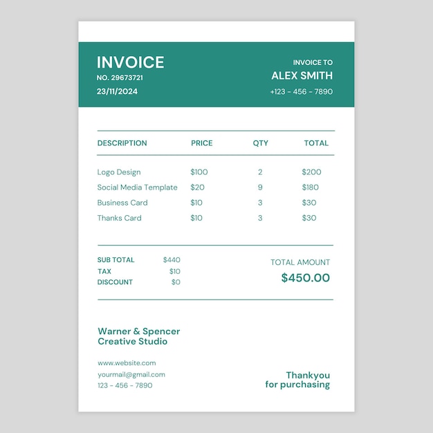 PSD clear invoice design