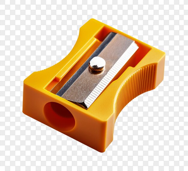 PSD close-up of an orange pencil sharpener on transparent background