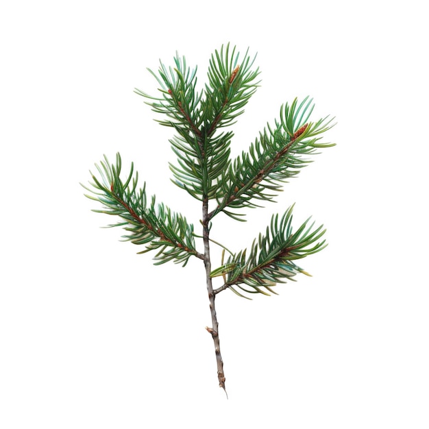 PSD a closeup of a branch of a green evergreen tree