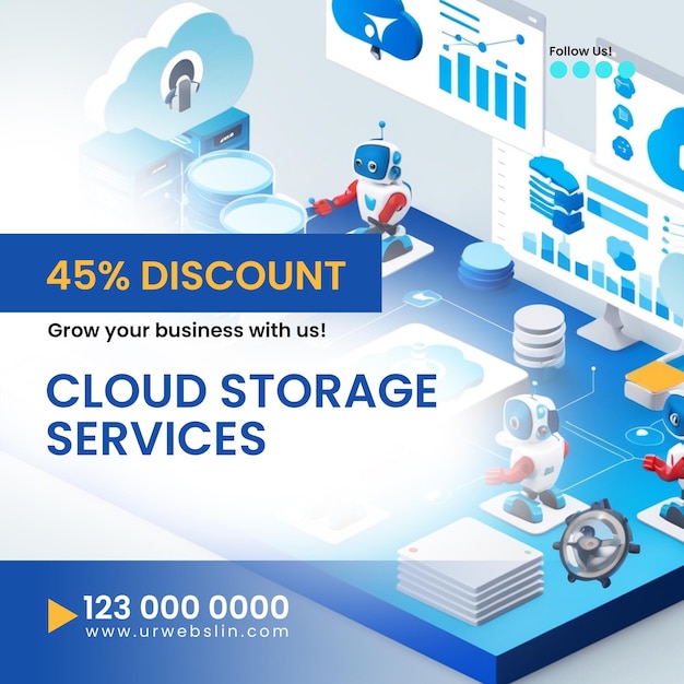 PSD cloud computing technology social media post banner