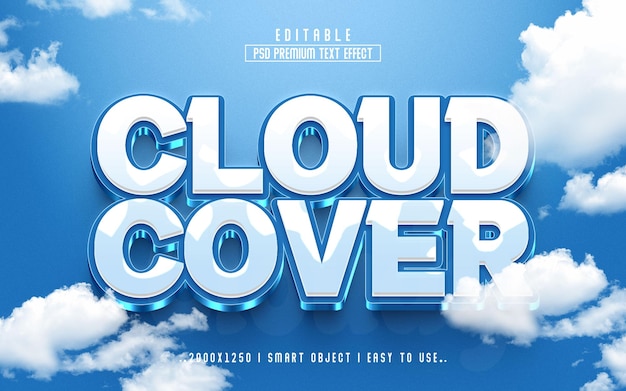 PSD cloud cover 3d editable psd text effect style