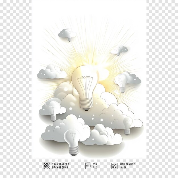 PSD cloud light bulb image with transparent background