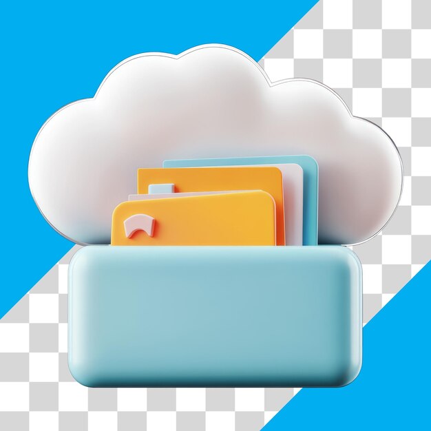 PSD cloud storage icon with transparent background