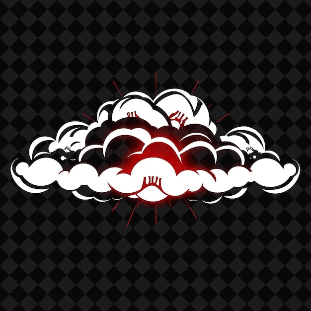 PSD a cloud with a red heart on the bottom