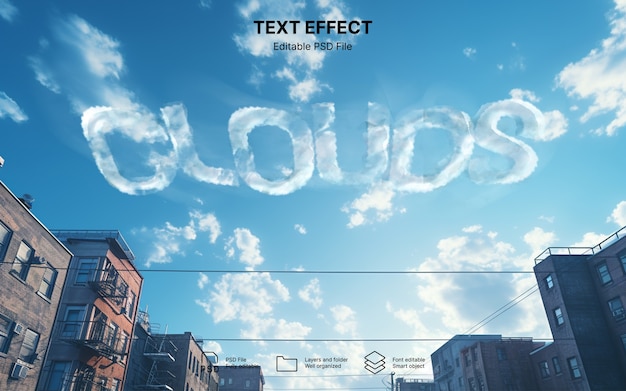PSD clouds text effect