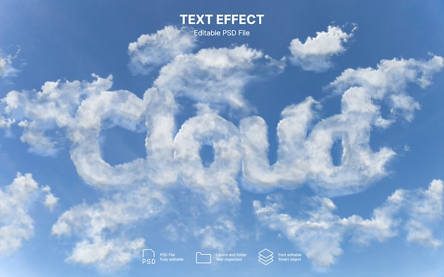 PSD clouds text effect