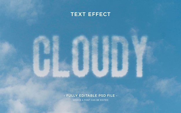 PSD cloudy weather text effect