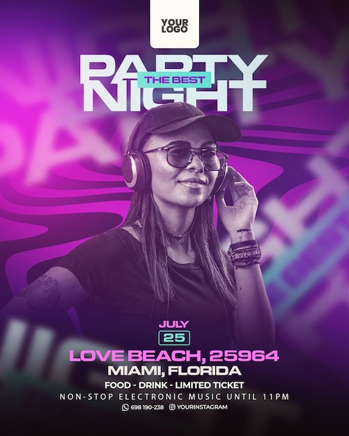 PSD club dj party flyer social media post
