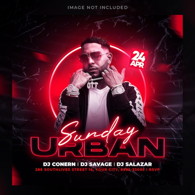 PSD club flyer, club flyer template, party flyer, dj flyer, night club flyer, artist flyer, social media