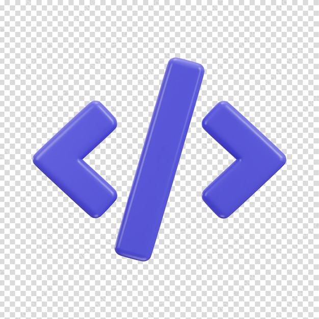 PSD code icon 3d rendering symbols of programming and web development