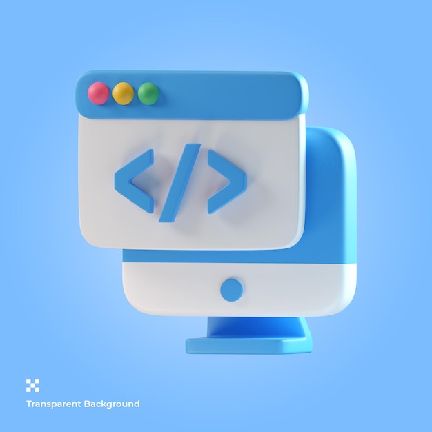 PSD coding 3d icon illustration