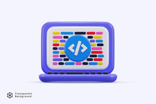 PSD coding icon on computer programming development icon 3d rendering vector illustration