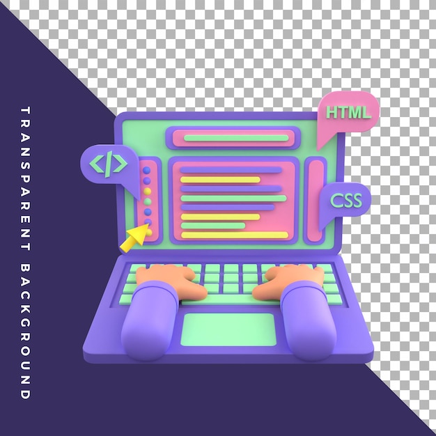 PSD coding programmer programming hand gesture laptop 3d