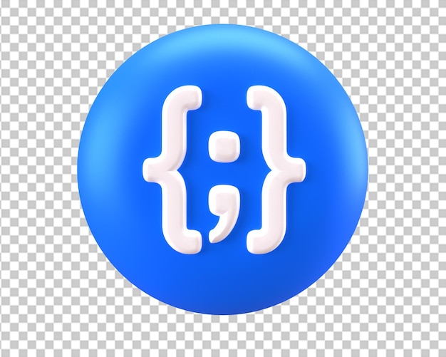 PSD coding web development json icon 3d render