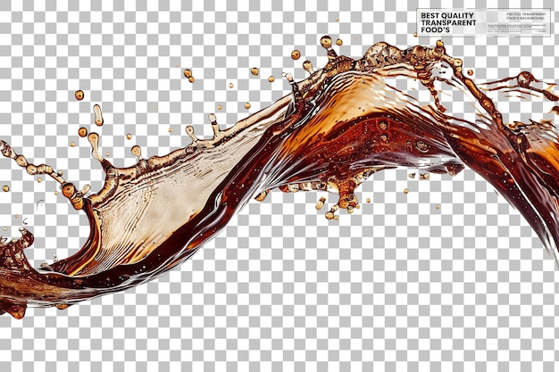 PSD coffee splash forming a wave on transparent background
