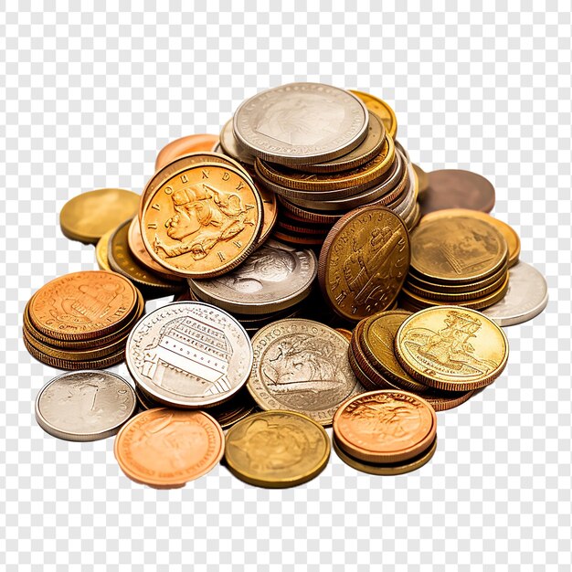 PSD coins inside isolated on transparent background