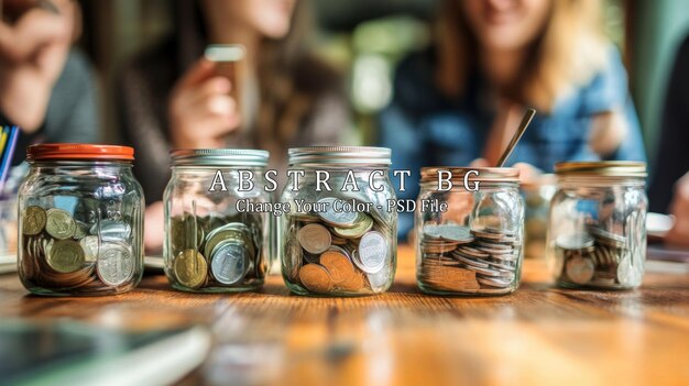 PSD coins in jars