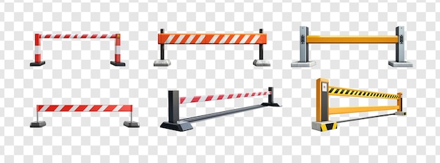 PSD collection of closed automatic barrier isolate on transparency background
