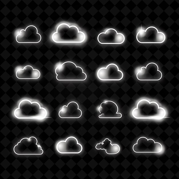 PSD a collection of clouds and a cloud on a black background