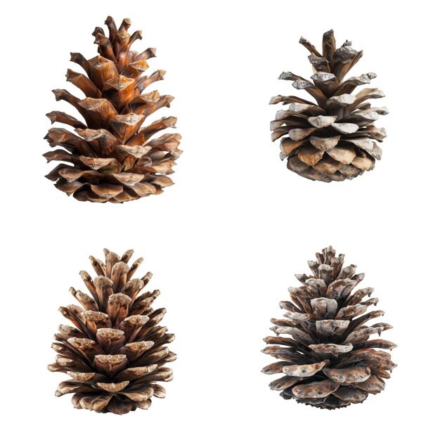 PSD a collection of four different sized pine cones