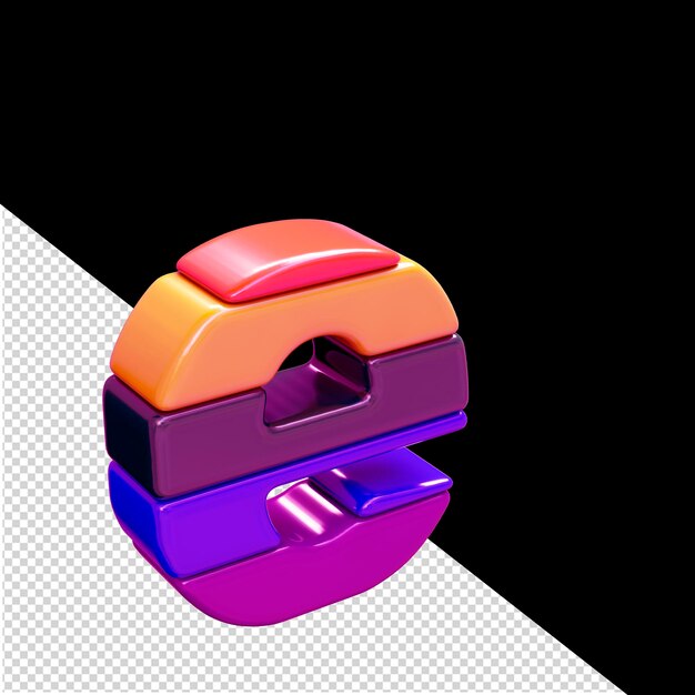 PSD color 3d symbol made of horizontal blocks letter e