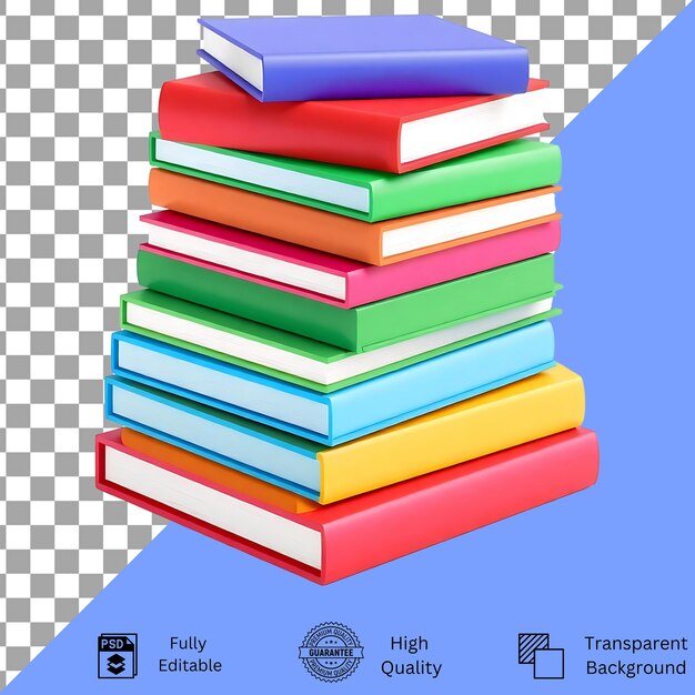 PSD colorful books stacked high ready for learning