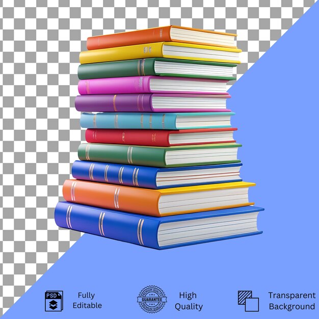 PSD colorful books stacked high ready for learning
