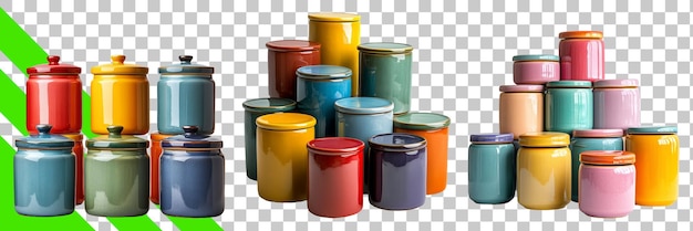 PSD colorful ceramic storage jars on display
