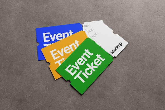 PSD colorful event tickets mockup