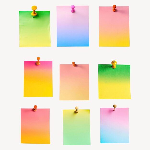PSD colorful gradient sticky notes