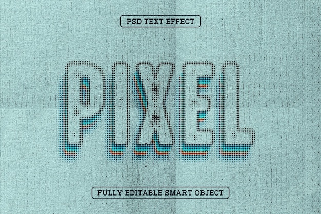 PSD colorful halftone dots textured pixel text effect