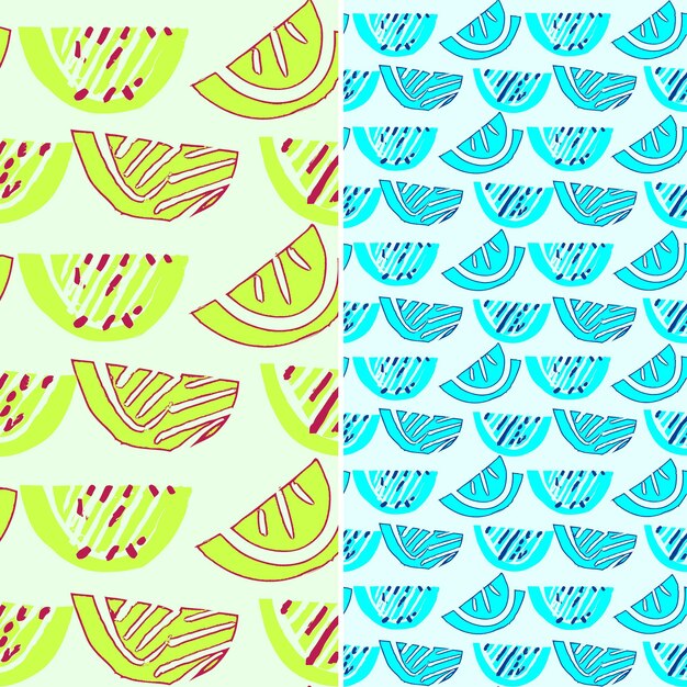 PSD a colorful pattern with watermelon and leaves