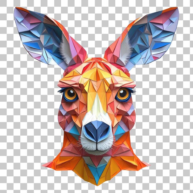 PSD colorful polygonal kangaroo head illustration